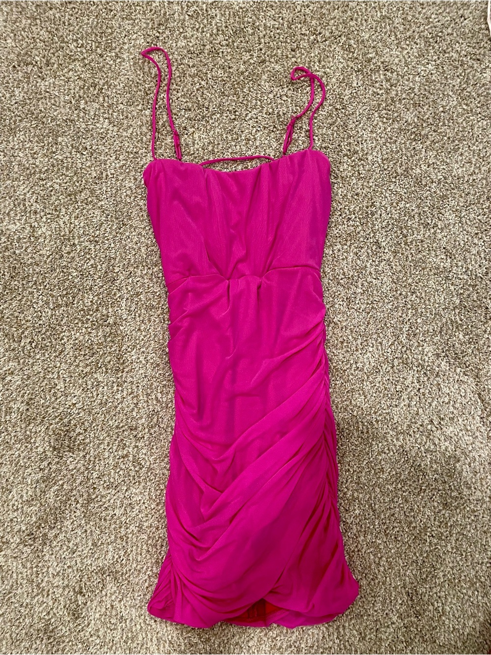 Lucy in the sky Fuchsia Ruched Spaghetti-Strap Dress - Women